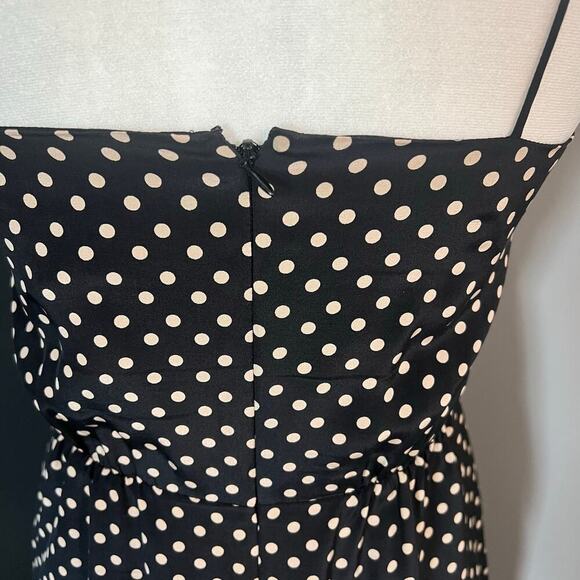 J.Crew Woman’s Black Polka Dot Blouson Silk Sleeveless Dress- Size 0 - Picture 4 of 9